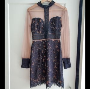 Aakaa Lace and Mesh Dress